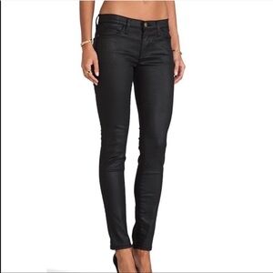 CURRENT/ELLIOTT Black Coated High Waist Ankle Skinny